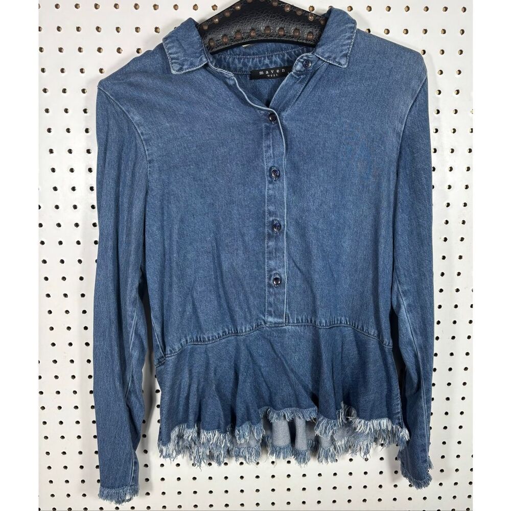 Maven West denim peplum top size S